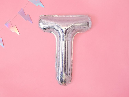 BALON FOLIOWY 35cm, LITERA T HOLOGRAFICZNY