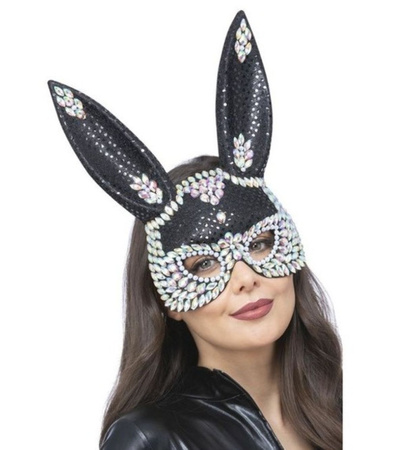 MASKA CZARNY KRÓLIK Z KRYSZTAŁKAMI 