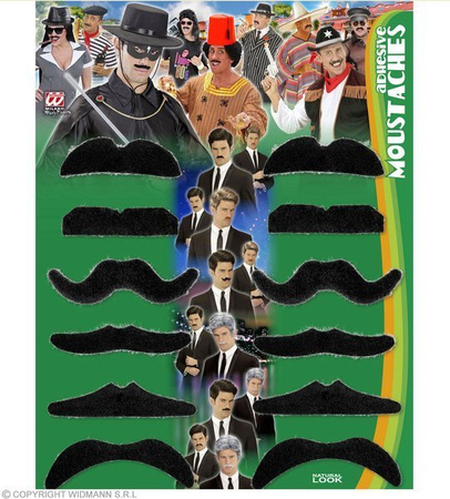 ZESTAW WĄSY CZARNE 12 SZT.