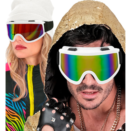 GOGLE NARCIARSKIE BIAŁE LATA 80 