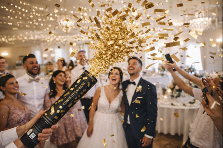 TUBA ZŁOTE KONFETTI 40 cm