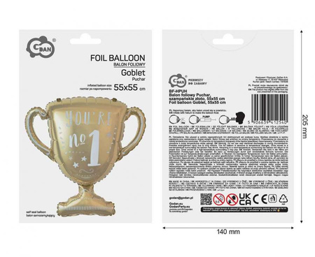 BALON FOLIOWY PUCHAR SZAMPAŃSKIE ZŁOTO 55X55CM 