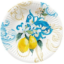 TALERZYKI PAPIEROWE BIAŁE W CYTRYNY 18 CM 8 SZT