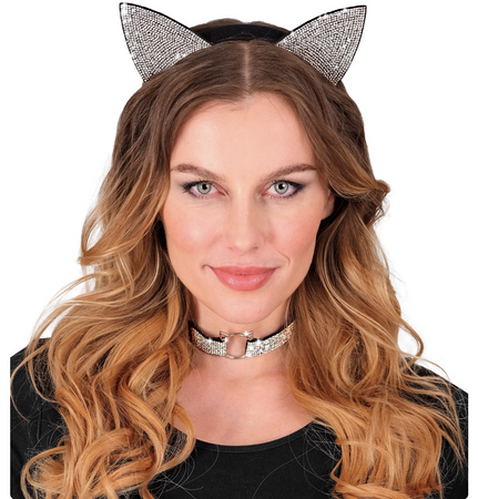 ZESTAW KOTKI Z CEKINAMI OPASKA I CHOKER