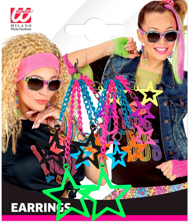 KOLCZYKI GWIAZDKI NEONOWE 