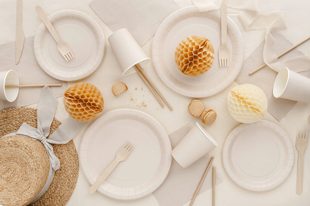 TALERZYKI PAPIEROWE BEŻ 18 CM 6 SZT