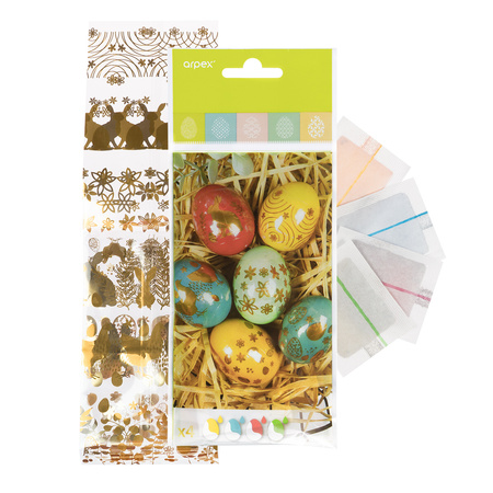 BARWNIKI 4 KOLORY OWIJKI 9 SZT. ZE ZŁOTYM MOTYWEM WIELKANOC