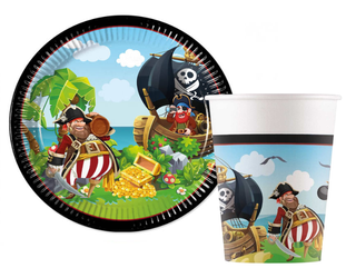 ZESTAW PIRACKI KUBECZKI+TALERZYKI