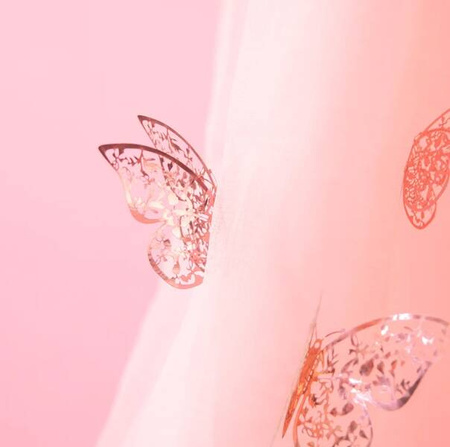 NAKLEJKI 3D MOTYLE KORONKOWE RÓŻOWE ZŁOTO 12 SZT.