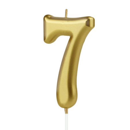 ŚWIECZKA URODZINOWA CYFRA 7 ZŁOTA 10 CM