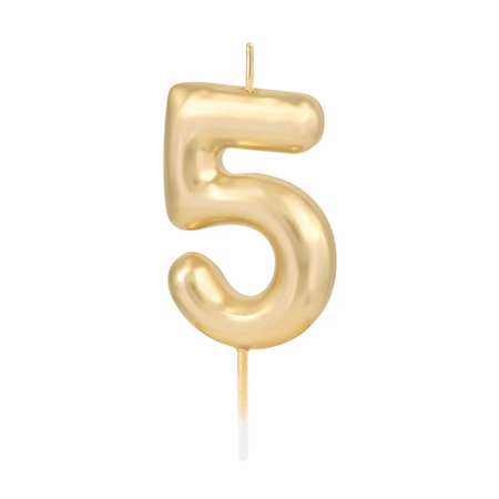 ŚWIECZKA URODZINOWA CYFRA 5 ZŁOTA POŁYSK 6 CM