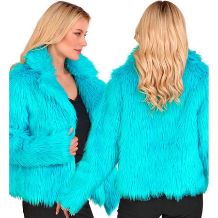 KURTKA DAMSKA TURKUSOWA WŁOCHATA