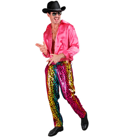 SPODNIE MĘSKIE CEKINOWE KOLOROWA PANTERKA