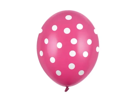 BALONY 30 CM RÓŻOWE, BIAŁE KROPKI, 50 SZT