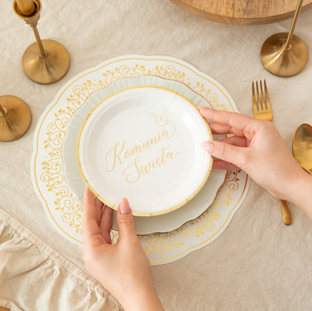 ZESTAW TALERZYKI I KUBECZKI KOMUNIA ZŁOTO