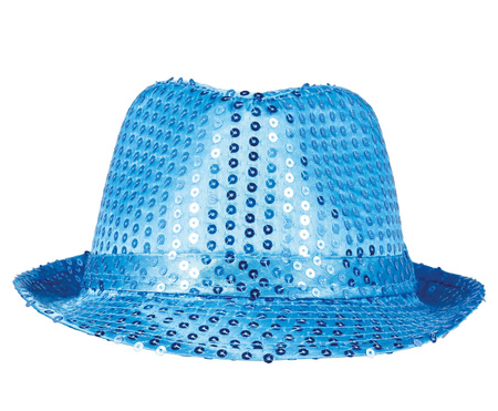 KAPELUSZ CEKINOWY NIEBIESKI