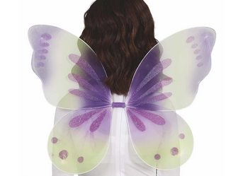 BROKATOWE SKRZYDŁA MOTYLA 45 X 40 CM ZIELONE FIOLETOWE