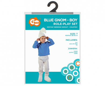 Zestaw Niebieski Skrzat - chłopiec (koszula, spodnie z butami, czapka) rozm. 92-104 cm