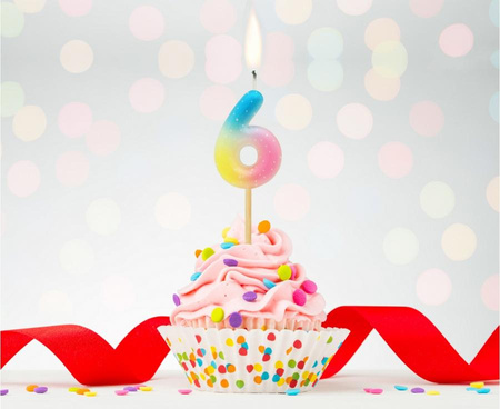 ŚWIECZKA PIKER CYFERKA 6 OMBRE PASTELOWA