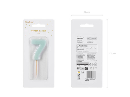 ŚWIECZKA URODZINOWA CYFRA 7 JASNONIEBIESKA 5,5 CM