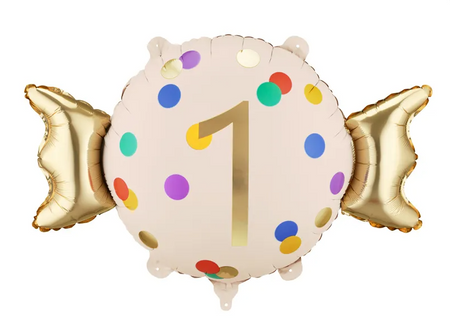 BALON FOLIOWY CUKIEREK 1 CYFRA 61 X 37 CM