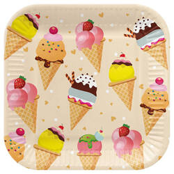 TALERZYKI PAPIEROWE KWADRATOWE LODY 23 CM 8 SZT