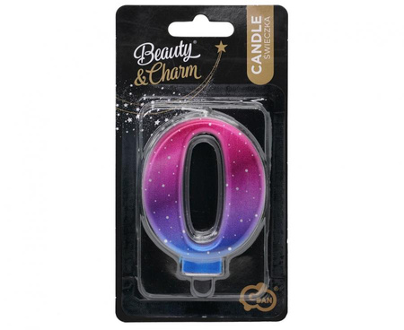 ŚWIECZKA URODZINOWA CYFRA 0 KOSMOS OMBRE 8 CM