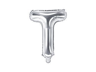 BALON FOLIOWY 35cm, LITERA T SREBRNA