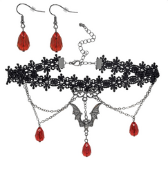 CHOKER I KOLCZYKI W STYLU GOTYCKIM