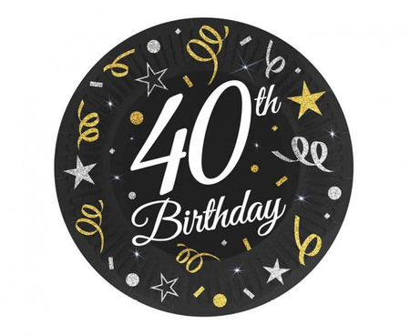 ZESTAW 40 URODZINY TALERZYKI+KUBECZKI