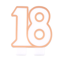 ŚWIECZKA URODZINOWA BIAŁA CYFRA 18 ZŁOTA OBDWÓDKA