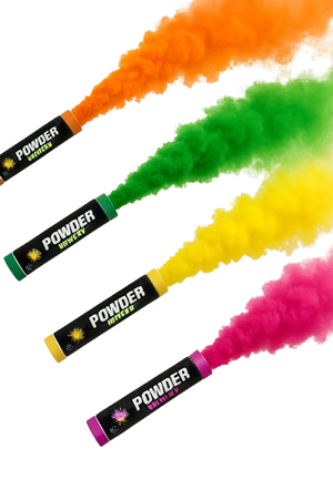 ZESTAW TUB Z KOLOROWYM PROSZKIEM HOLI: RÓŻOWA + POMARAŃCZOWA + ŻÓŁTA + ZIELONA 