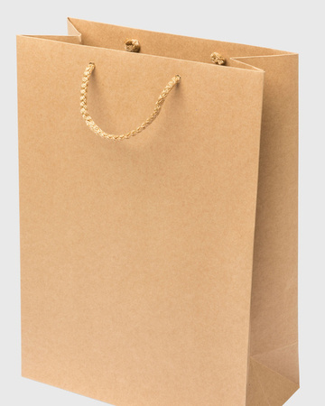 TORBA NA PREZENTY BRĄZOWA EKOLOGICZNA 23X32X11 CM