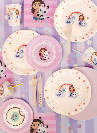 TALERZYKI PAPIEROWE KOCI DOMEK GABI 23 CM 6 SZT 