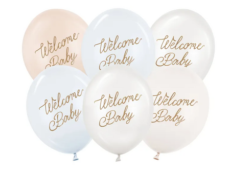BALONY LATEKSOWE 30 CM WELCOME BABY 6 SZT NIEBIESKIE