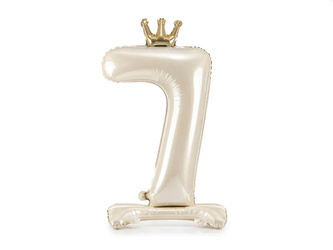 STOJĄCY BALON FOLIOWY CYFRA 7 84 CM JASNY KREM
