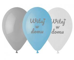 BALONY LATEKSOWE NIEBIESKIE WITAJ W DOMU 30 CM 6 SZT
