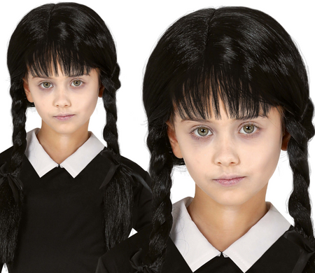 PERUKA Z GRZYWKĄ I WARKOCZAMI CZARNA