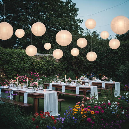 LAMPION PAPIEROWY BIAŁY 35 CM