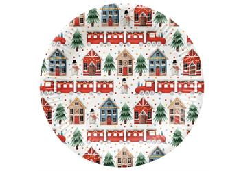 TALERZYKI PAPIEROWE ŚWIĄTECZNE DOMKI 8 SZT