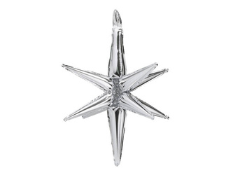 BALON FOLIOWY GWIAZDA 3D 150 CM SREBRNY