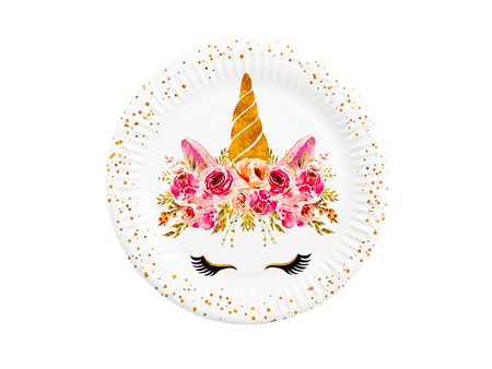 TALERZYKI PAPIEROWE JEDNOROŻEC 18 CM 6 SZT.