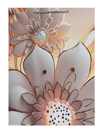 TORBA PREZENTOWA KWIATY ZŁOTE 31X40X12 CM