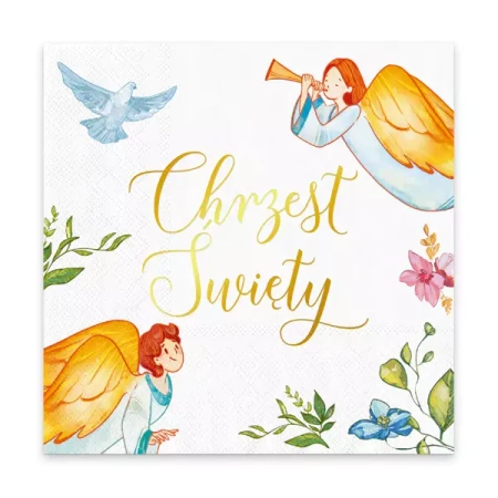 SERWETKI CHRZEST ŚWIĘTY ANIOŁY 33 x 33 CM