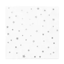 SERWETKI BIAŁE SREBRNE GWIAZDKI 10SZT