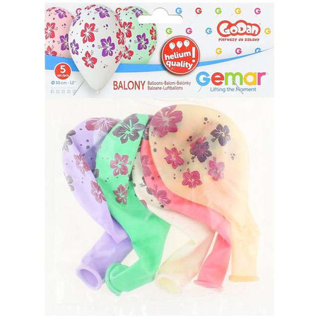 BALONY KOLOROWY HIBISKUS 13 CALI  5 SZT.