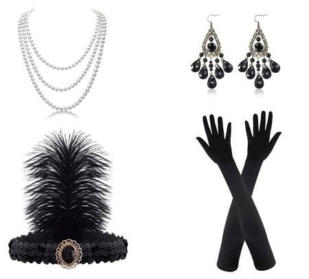 ZESTAW RETRO DAMSKI CZARNY 6 EL.