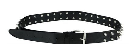 PASEK CZARNY ROCKOWY Z ĆWIEKAMI