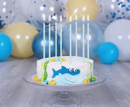 ŚWIECZKI URODZINOWE JASNONIEBIESKIE PERŁOWE 8 SZT.