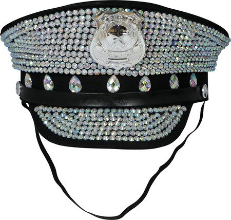 CZAPKA KLUBOWA POLICYJNA KRYSZTAŁKAMI I ODZNAKĄ